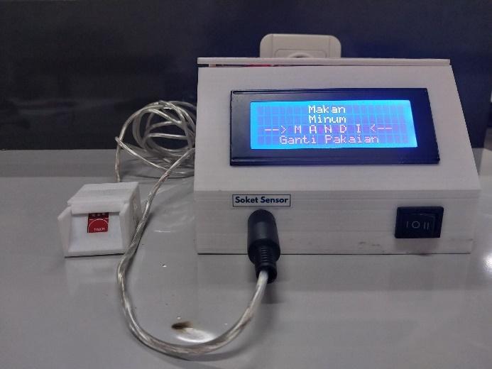 A white device with a blue screen

Description automatically generated